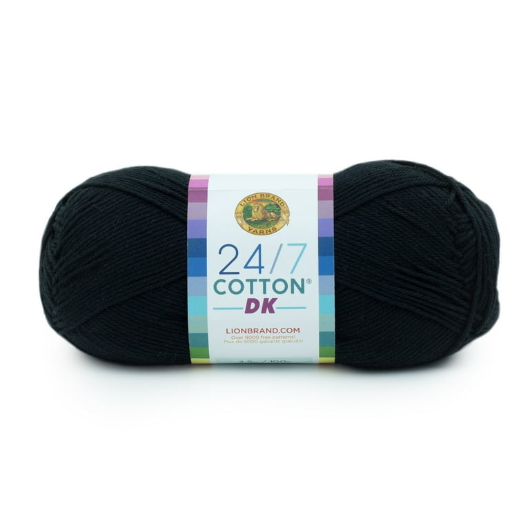Lion Brand 24/7 Cotton DK Yarn-Caviar 