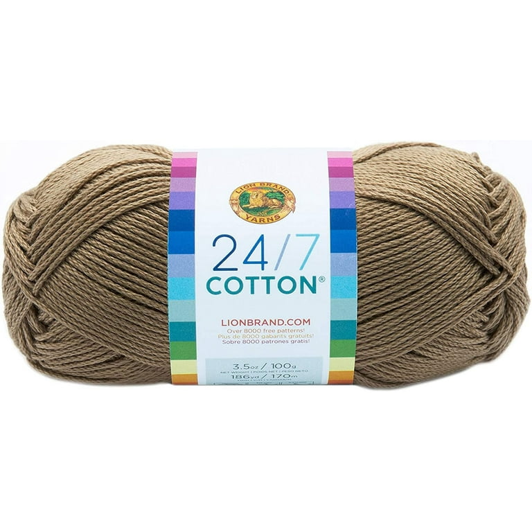 Lion Brand 24/7 Cotton Yarn, Yarn for Knitting, Crocheting, and Crafts,  White, 3 Pack