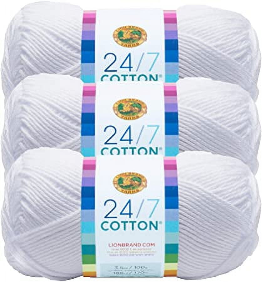 Lion Brand 24/7 Cotton White Cotton Yarn - Walmart.com