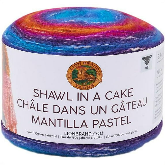 Lion Brand 455-201 Yarn Shawl in A Cake, Rainbow