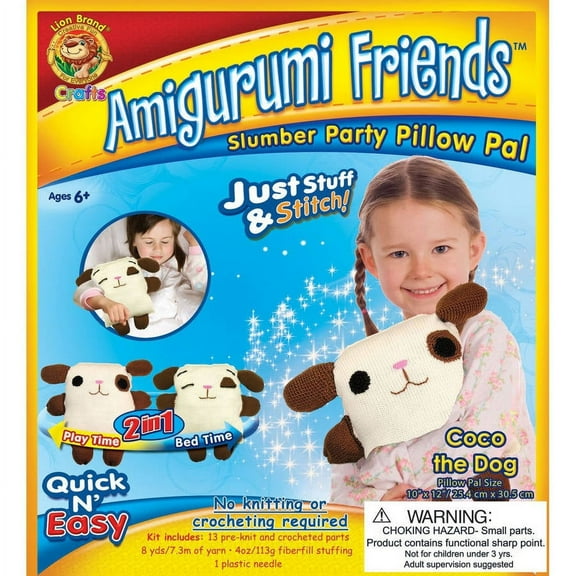 Lion Brand Amigurumi Friends Pillow Pal Kit, Coco The Dog Multi-Colored