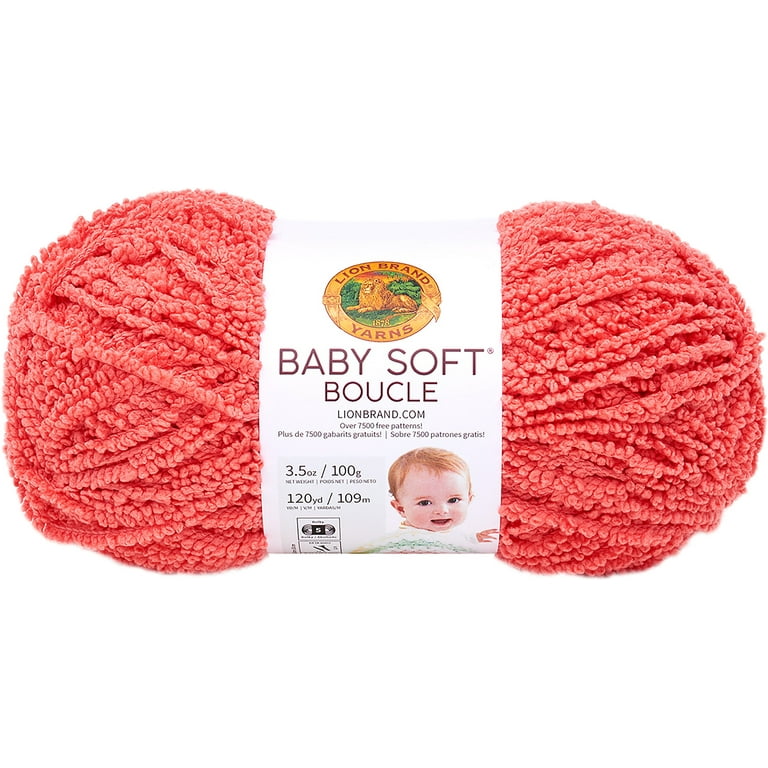 Lion Brand Baby Soft Boucle Yarn-Coral 