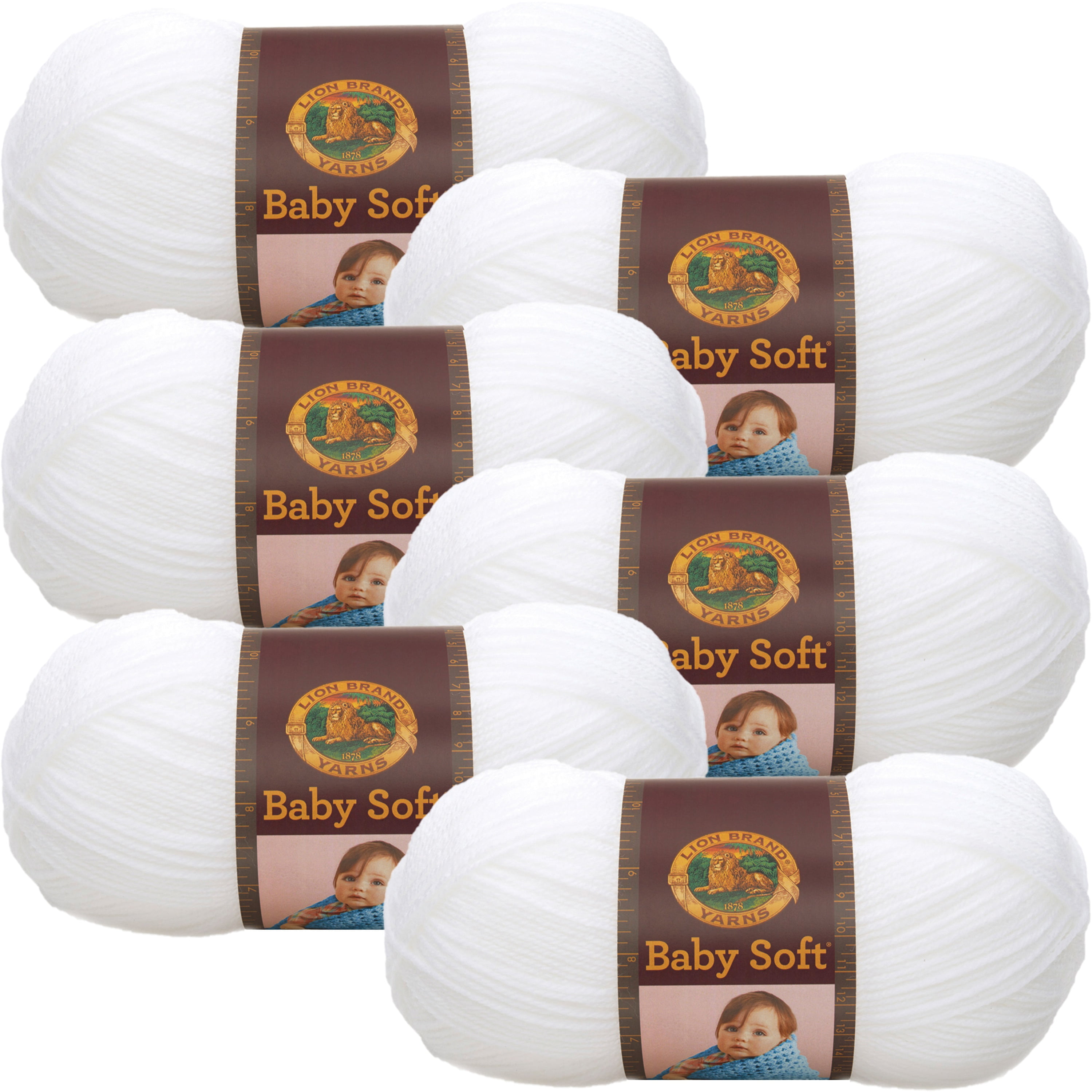 Lion Brand Baby Soft YarnWhite, Multipack Of 6