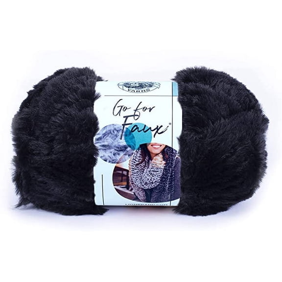 Lion Brand Black Panther Go for Faux Super Bulky Polyester Black Yarn, 100 Yards