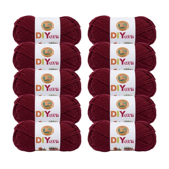 Lion Brand DIYarn, Medium Acrylic Red Yarn, 65 yd (10 Pack)