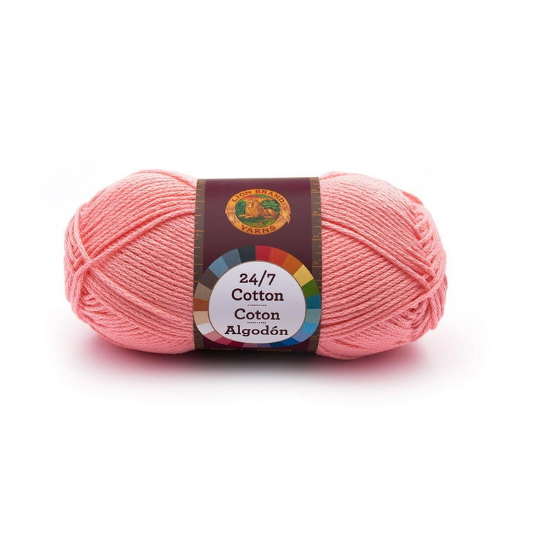 Lion Brand 24/7 Cotton Yarn, Yarn for Knitting, Crocheting, and Crafts,  Pink, 3 Pack