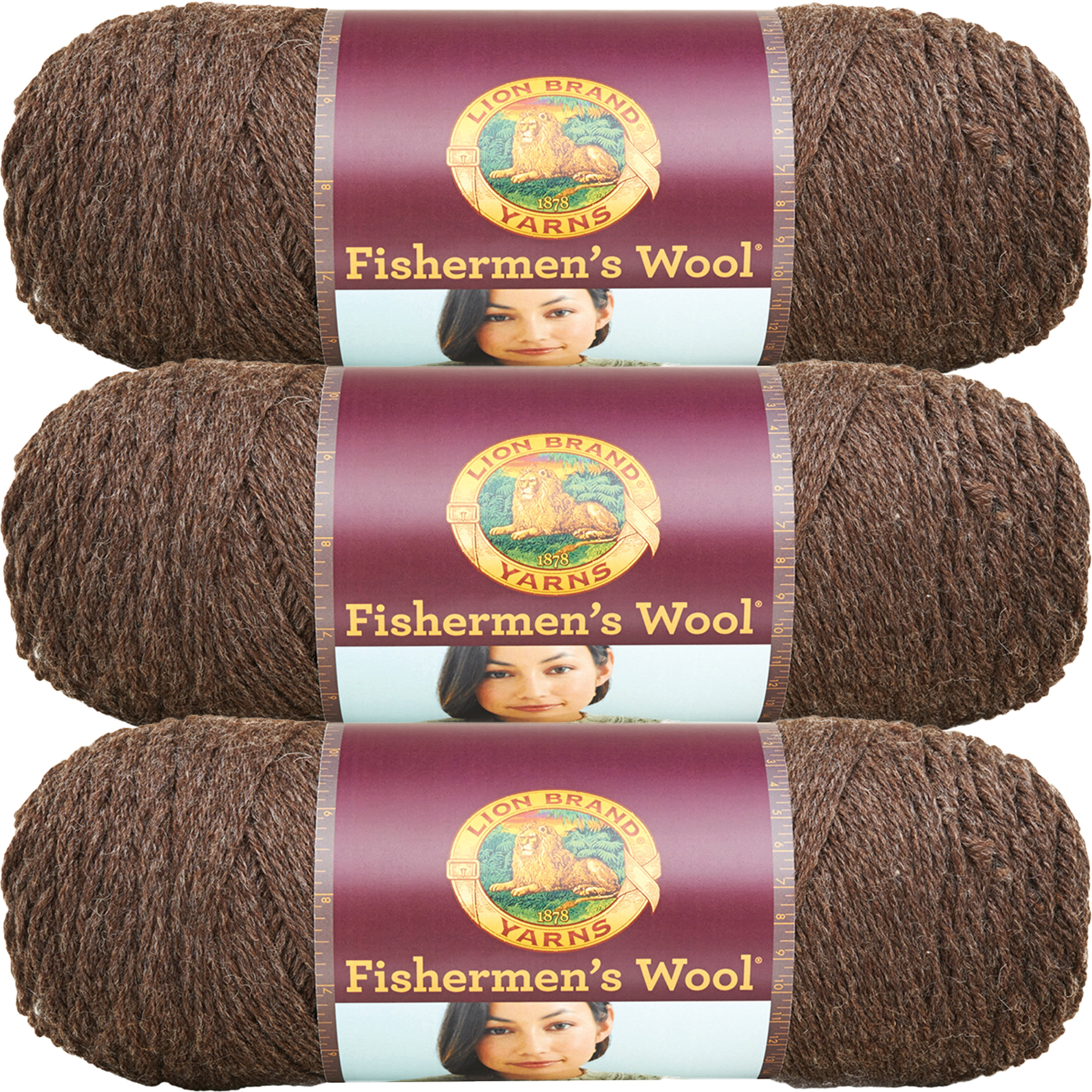 Lion Brand Fisherman's Wool Yarn-Nature's Brown, Multipack Of 3