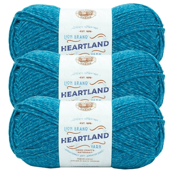 Lion Brand Heartland 142 g 100% Acrylic Blue Yarn, 251 Yards, 3 Pack