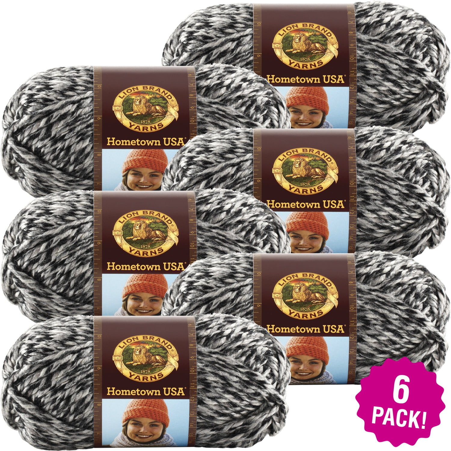 (6 Pack) Lion Brand Yarn Hometown Yarn, Anchorage Ice Walmart
