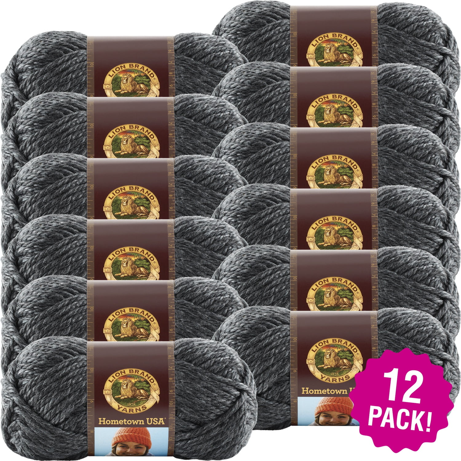 Lion Brand Multipack of 6 Chicago Charcoal Hometown USA Yarn 