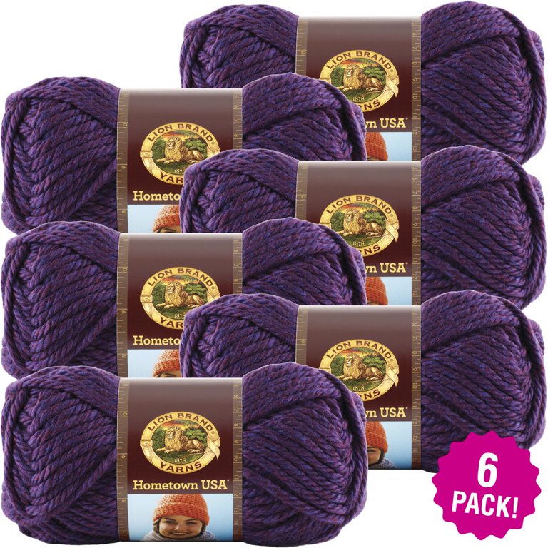 Lion Brand Yarn Hometown Yarn, Bulky Yarn, Yarn for Knitting and  Crocheting, 3-Pack, Portland Wine
