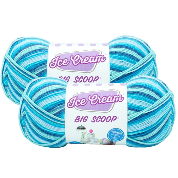 Lion Brand Yarn Ice Cream Big Scoop Blue Raspberry Light Acrylic Yarn 2 Pack