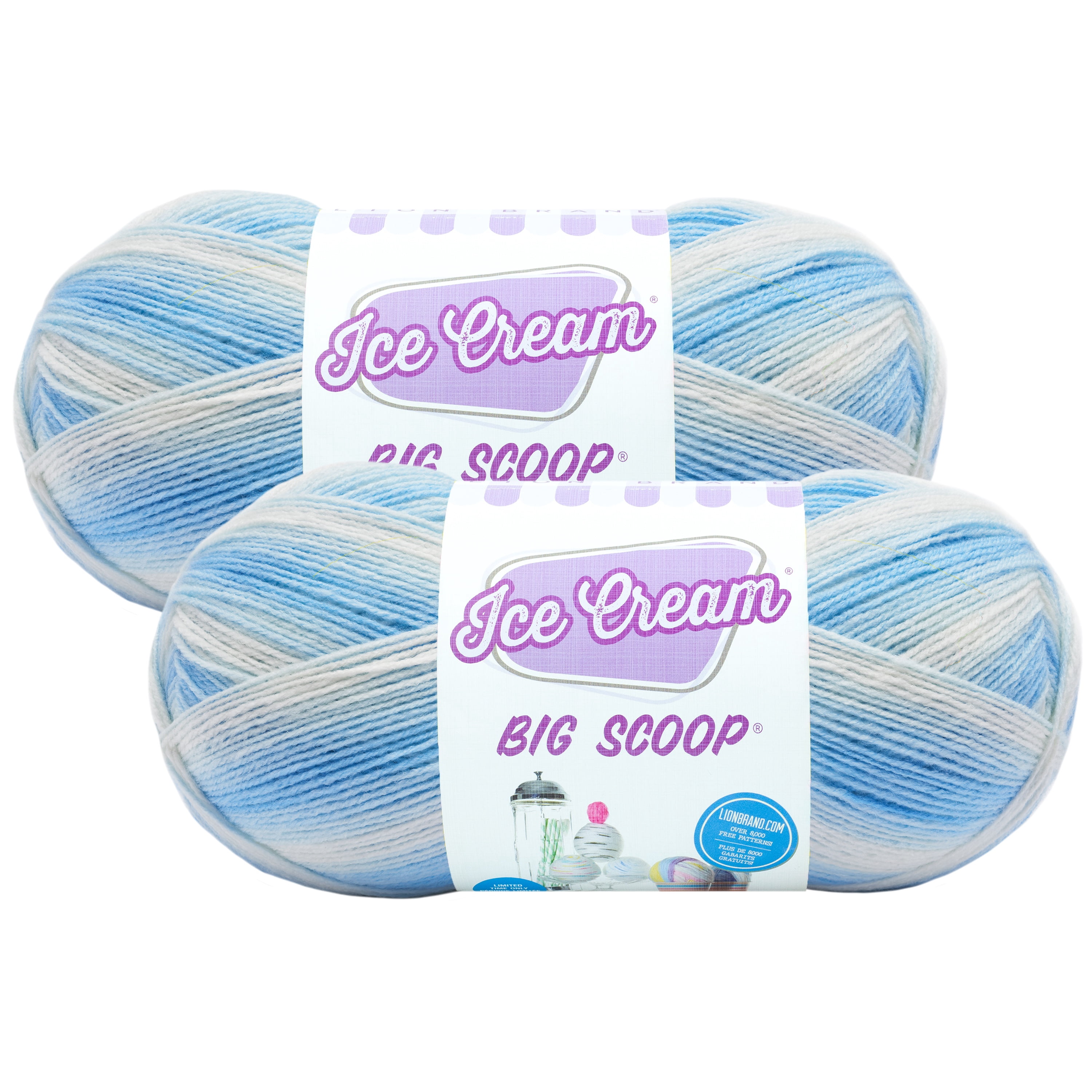 Lion Brand Yarn Ice Cream Big Scoop Blueberry Light Acrylic Yarn 2 Pack