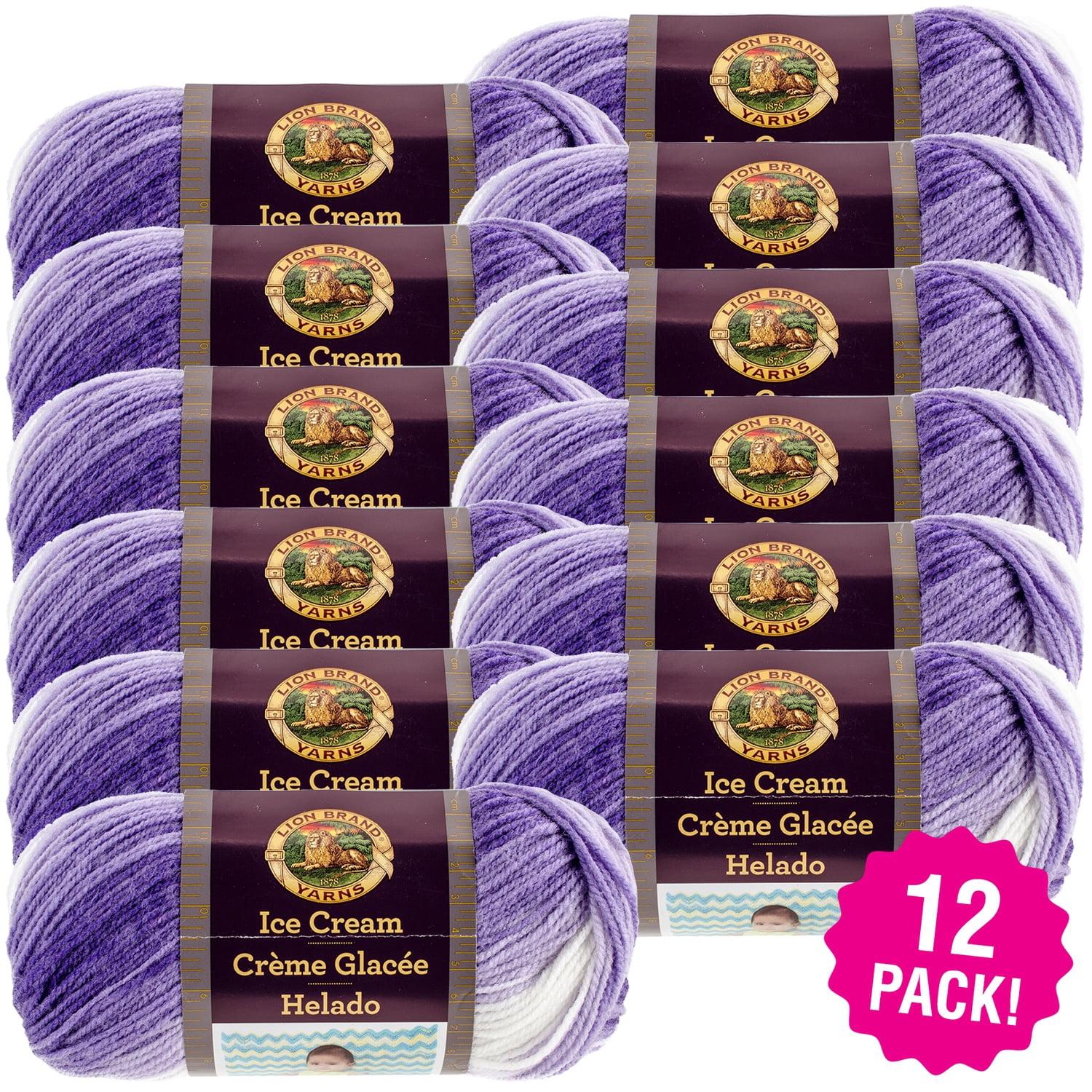 Lion Brand Ice Cream Garn - 100g Acryl Garn In Ube Farbe, Selbststreifend