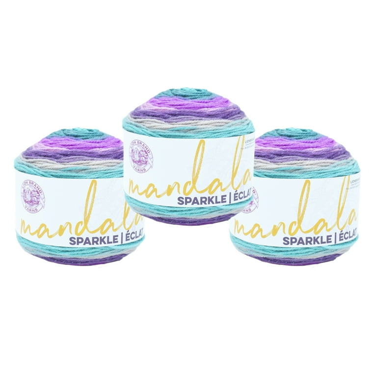 Lion Brand Yarn Mandala Sparkle Aquila Light Acrylic Yarn 3 Pack