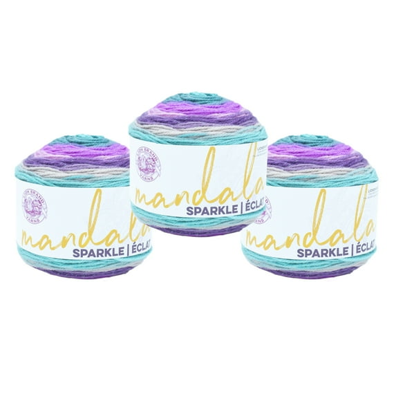 Lion Brand Yarn Mandala Sparkle Aquila Light Acrylic Yarn 3 Pack
