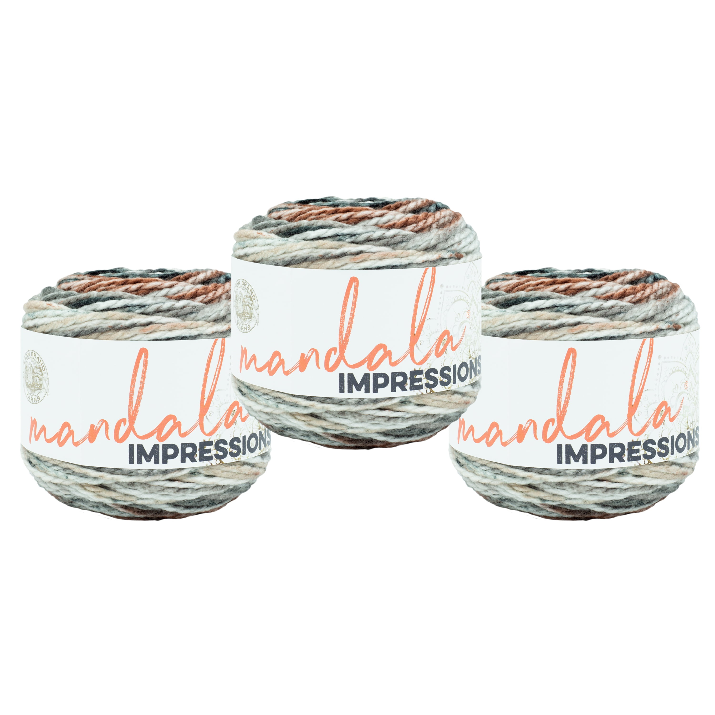 Lion Brand Yarn Mandala Impressions Nightfall Bulky Acrylic Yarn 3 Pack
