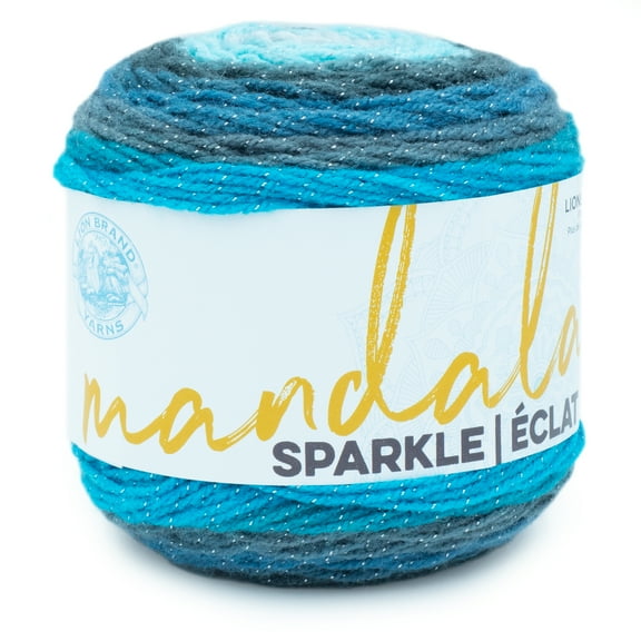 Lion Brand Yarn Mandala Sparkle Aquarius Light Acrylic Self-Striping Multi-color Yarn