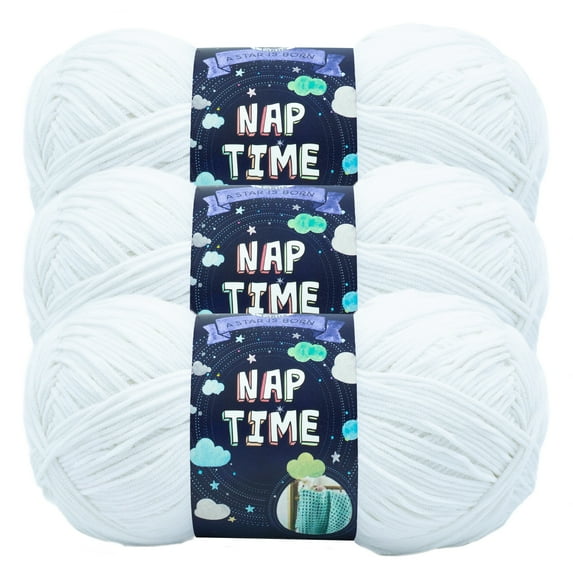 Lion Brand Yarn Naptime White Medium Polyester Yarn 3 Pack