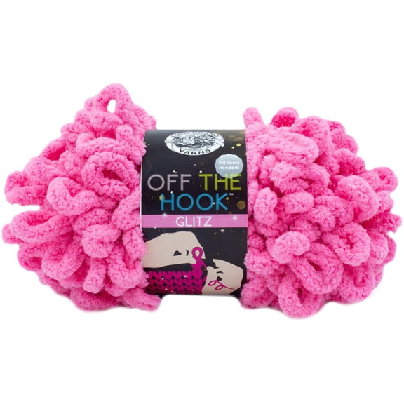 Lion Brand Off The Hook Glitz Yarn-Bubblegum