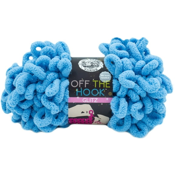 Lion Brand Off The Hook Glitz Yarn-Sky Blue