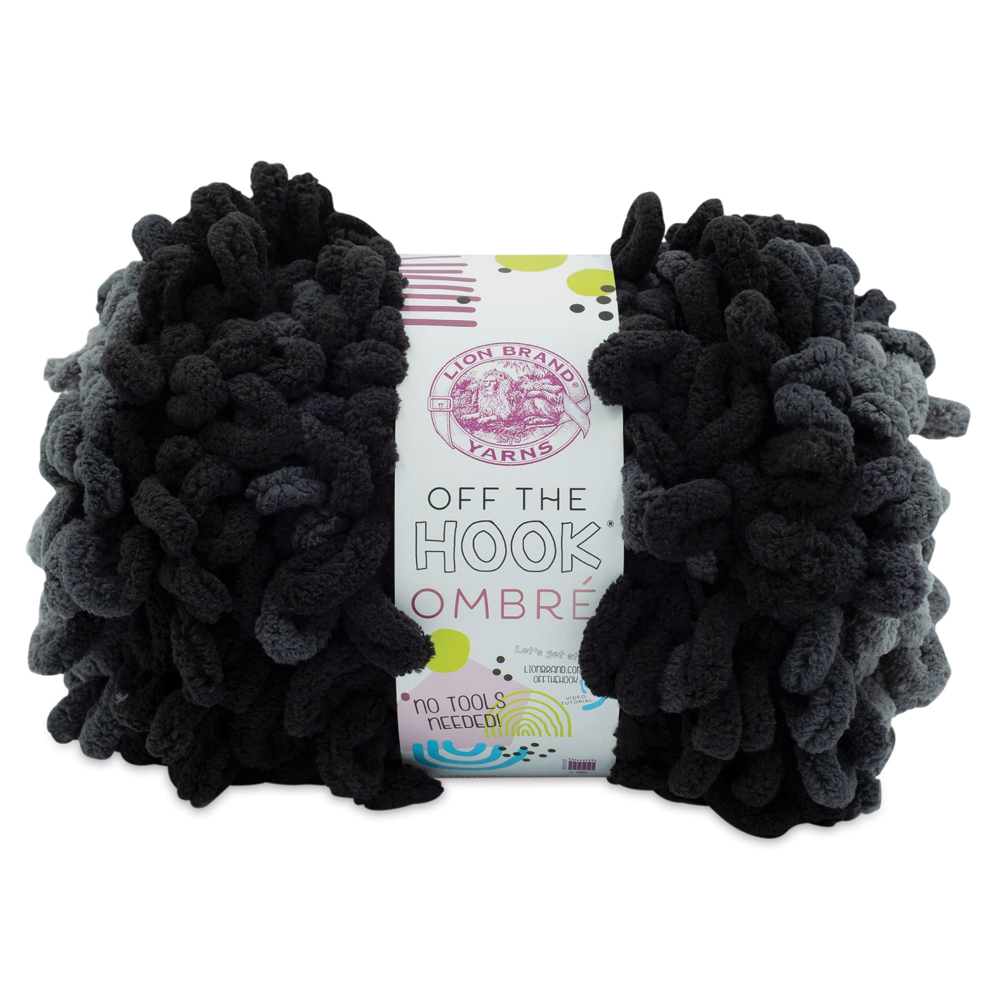 Lion Brand Off the Hook Ombré Yarn - Fade to Black 