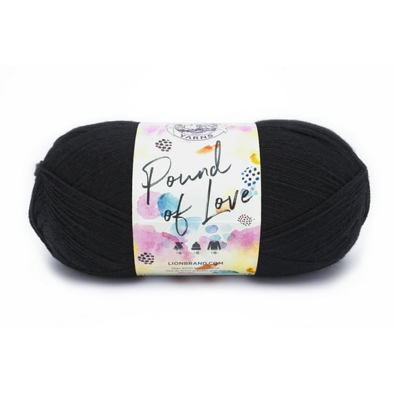 Lion Brand Yarn Pound of Love Black 4 Medium Worsted Yarn Black 16 oz 1020 yards