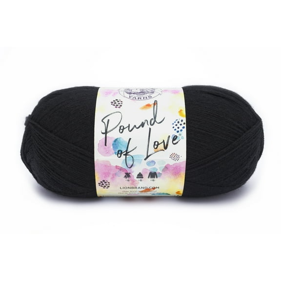 Lion Brand Yarn Pound of Love Black 4 Medium Worsted Yarn Black 16 oz 1020 yards