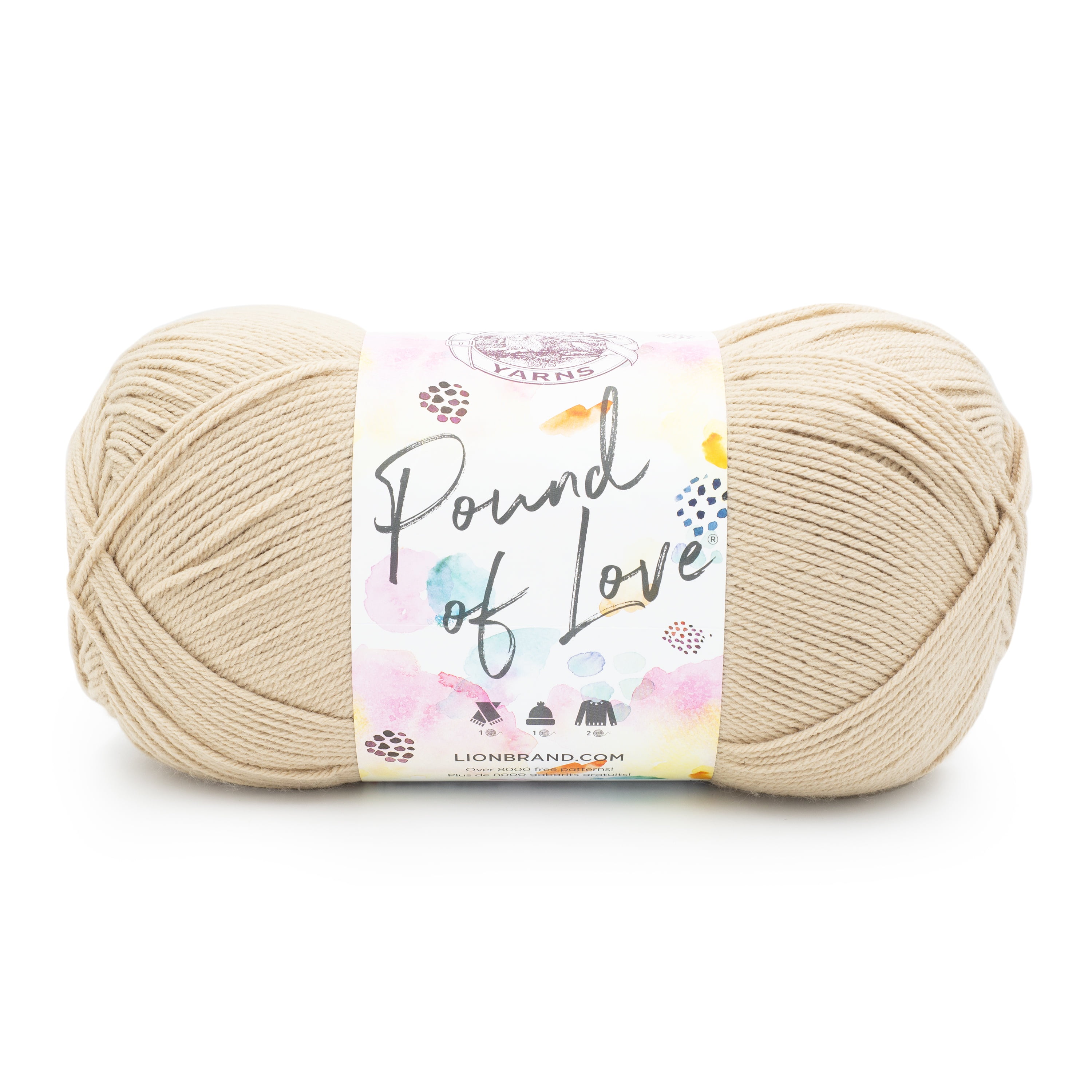 Lion Brand Yarn Pound of Love Sugar Cookie 4 Medium Worsted Yarn Beige 16 oz 1020 yards