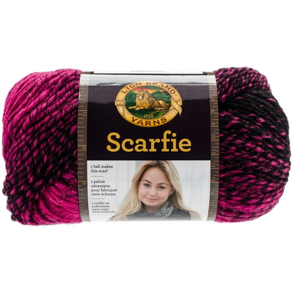 Lion Brand Scarfie Yarn-Black/Hot Pink