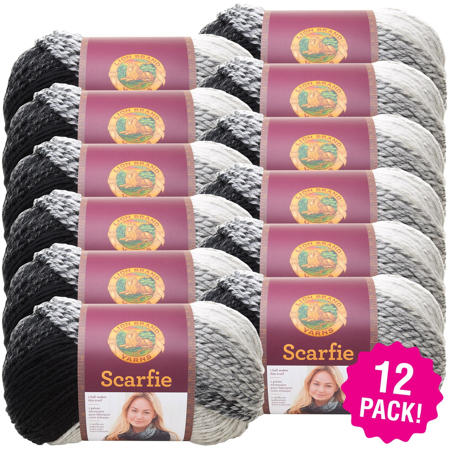 Lion Brand Scarfie Yarn-Cream/Black (1 Piece(s))