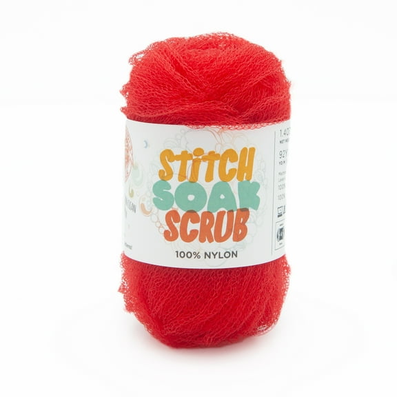 Lion Brand Stitch Soak Scrub Poppy Red 781-112C Scrubby Yarn