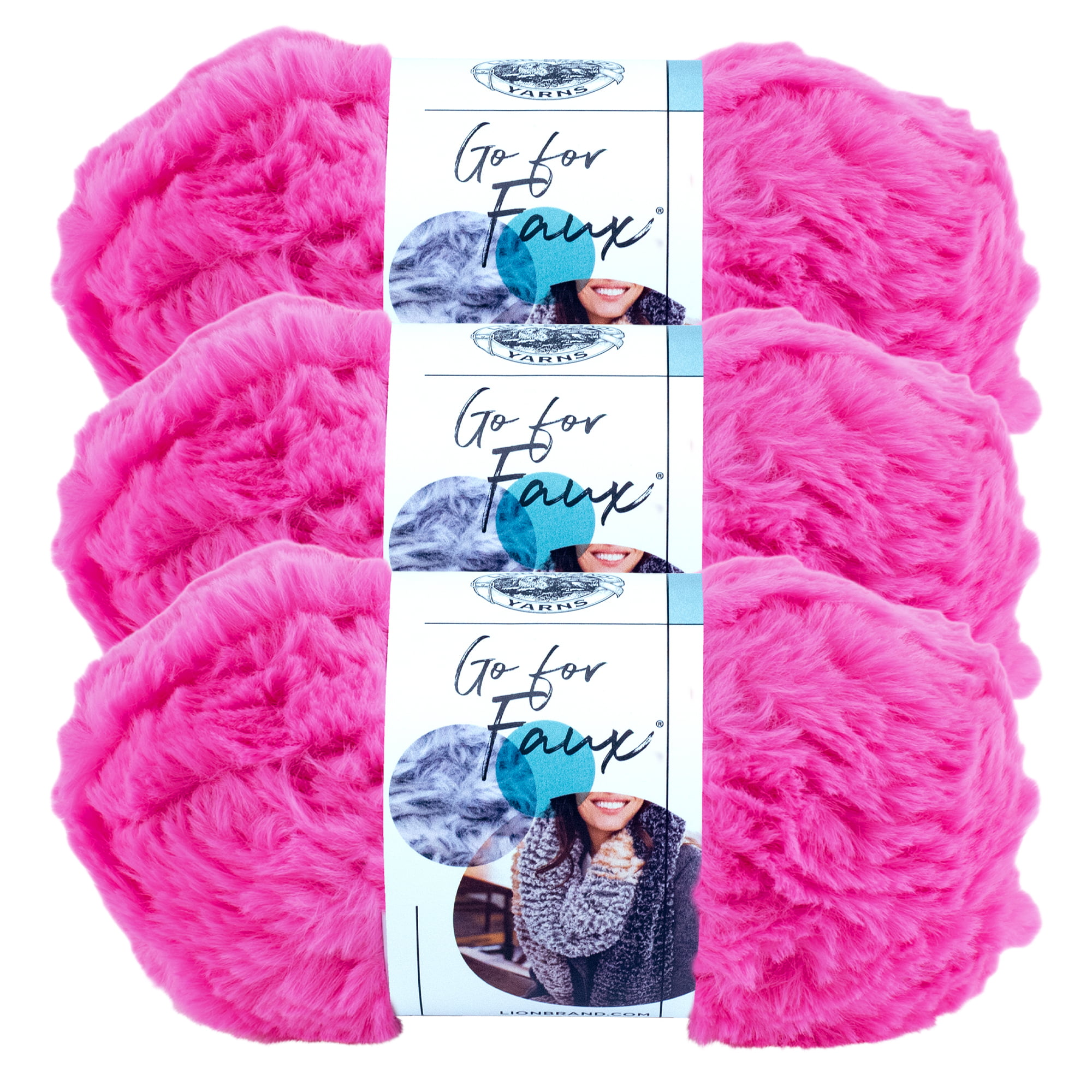 Lion Brand Super Bulky 100% Polyester Meow Pink Yarn, 64 yd