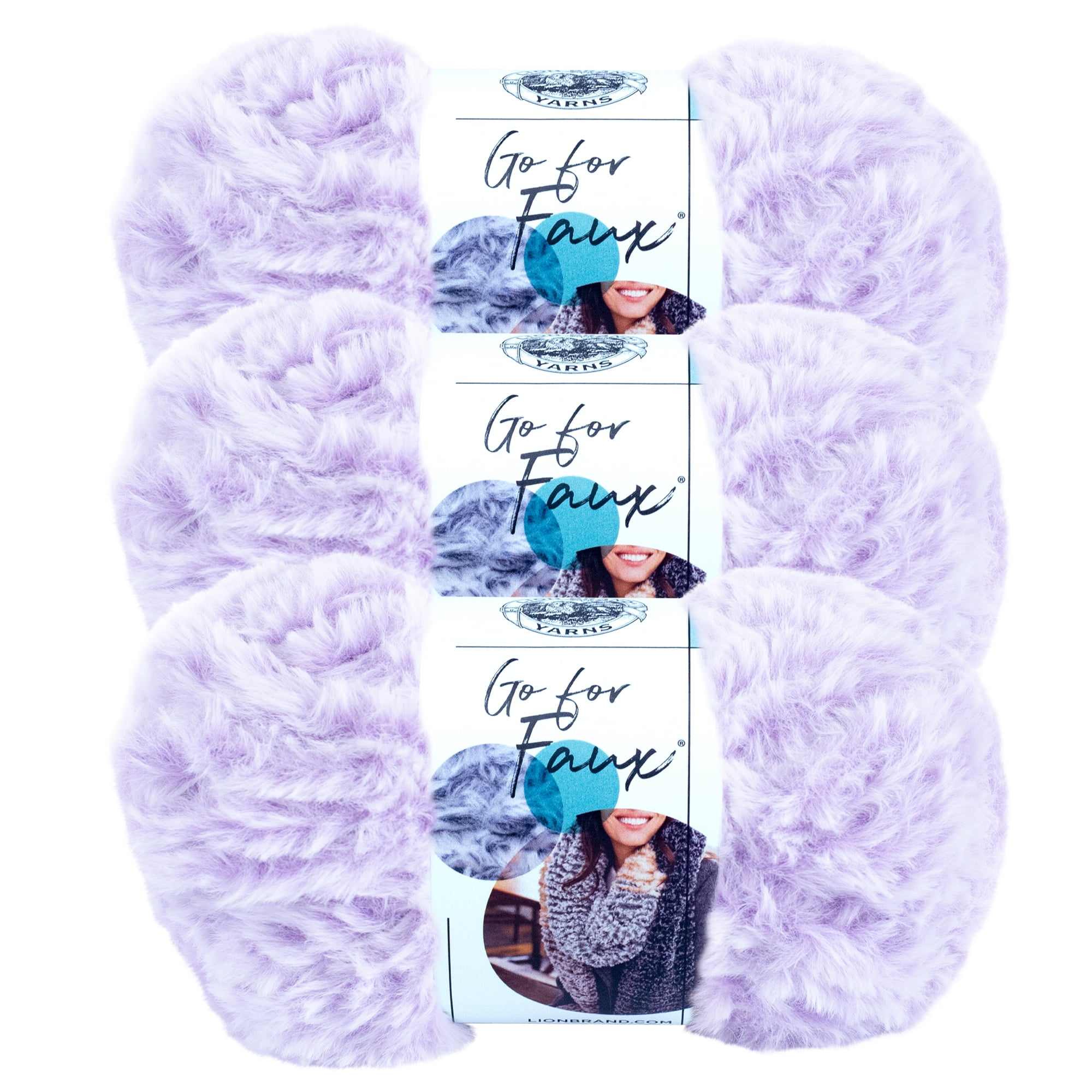 Lion Brand Yarn Go For Faux Husky Faux Fur Super Bulky Polyester Gray Yarn  3 Pack