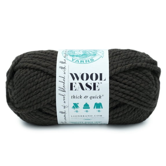 Lion Brand Yarn Wool Ease Thick and Quick Black Walnut Super Bulky Acrylic Wool Blend Yarn