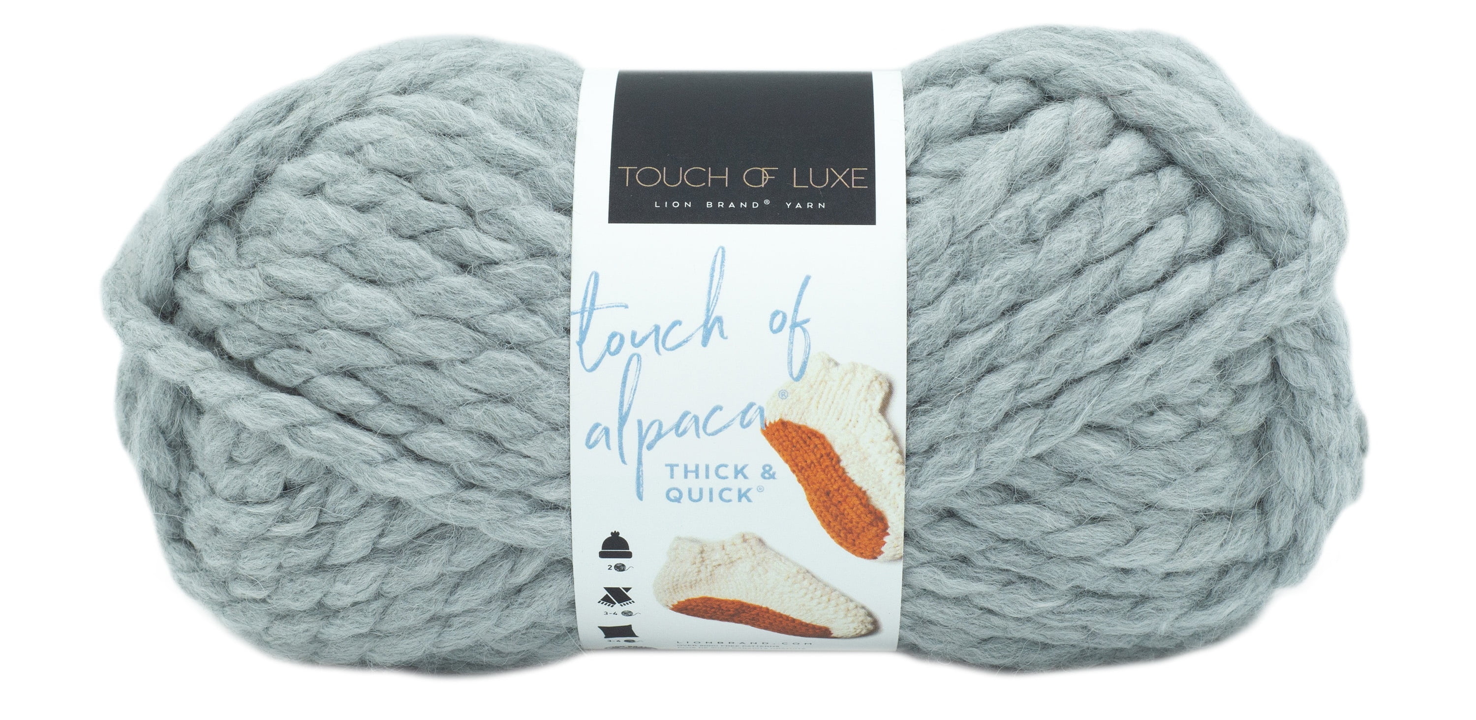  Lion Brand Yarn Touch of Alpaca Thick & Quick Yarn for  Knitting, Crocheting, and Crafting, 1 Pack, Ebony
