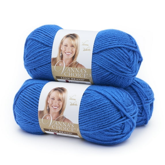 Lion Brand Vanna's Choice Medium Acrylic Rayon Electric Blue Yarn, 170 yd (3 Pack)