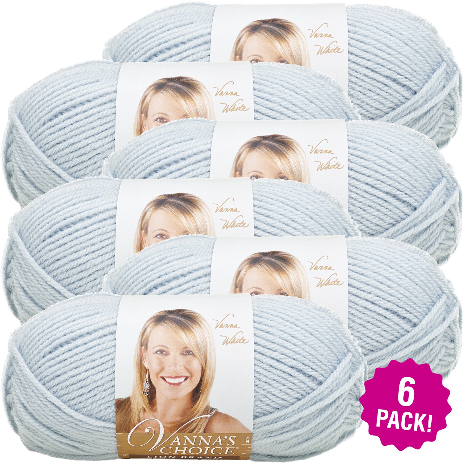 Lion Brand Vanna's Choice Yarn - Silver Blue, Multipack of 6