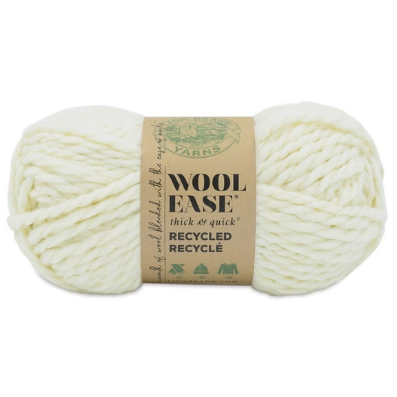Lion Brand Yarn Wool Ease Thick & Quick Recycled Yarn, Cream, 6 oz
