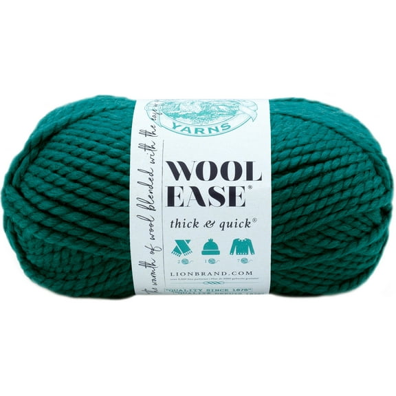 Lion Brand Wool-Ease Thick & Quick Super Bulky Acrylic Rayon Wool Blend Peacock Yarn, 106 yd