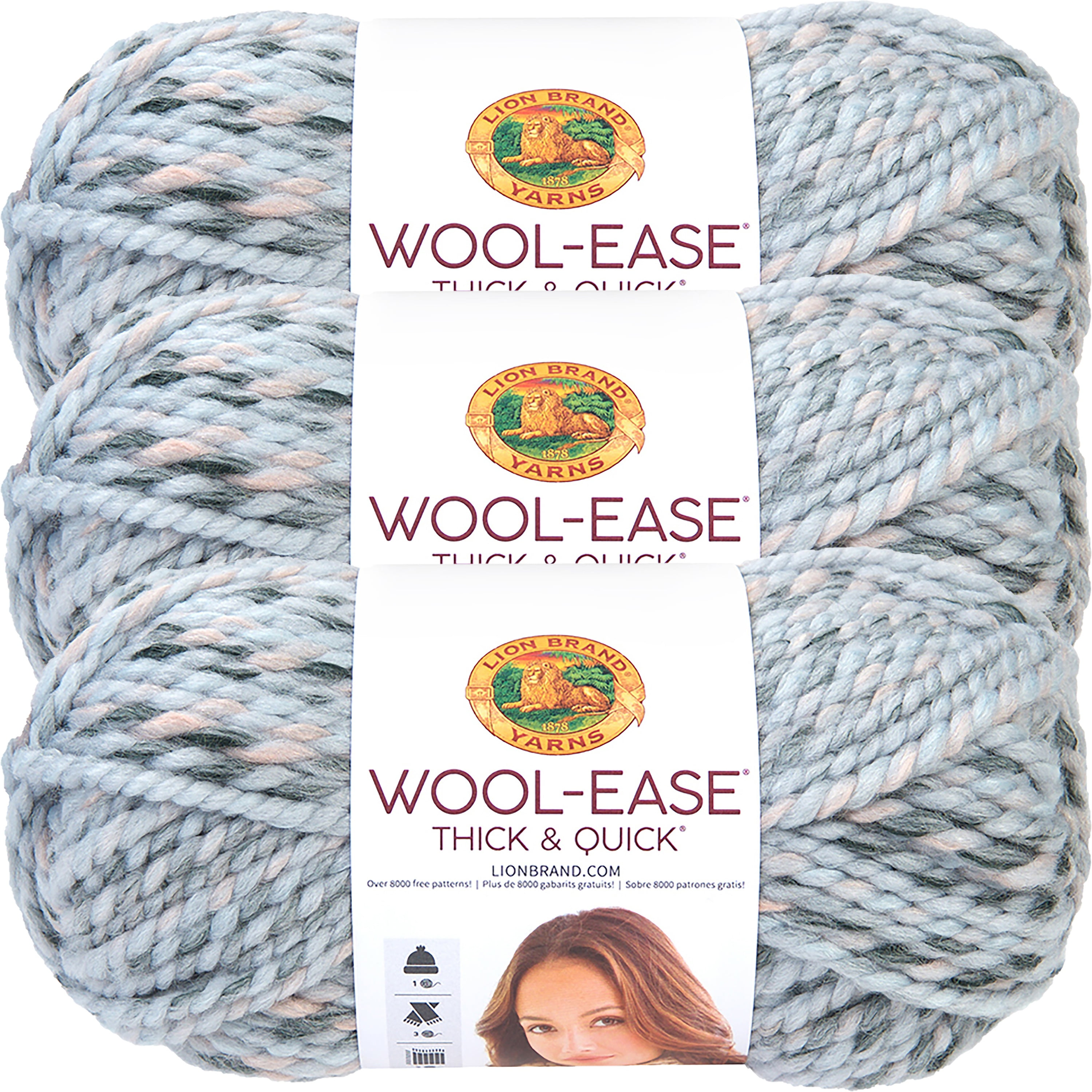 Lion Brand Wool-Ease Thick & Quick Yarn-Arctic Ice, Multipack Of 3 