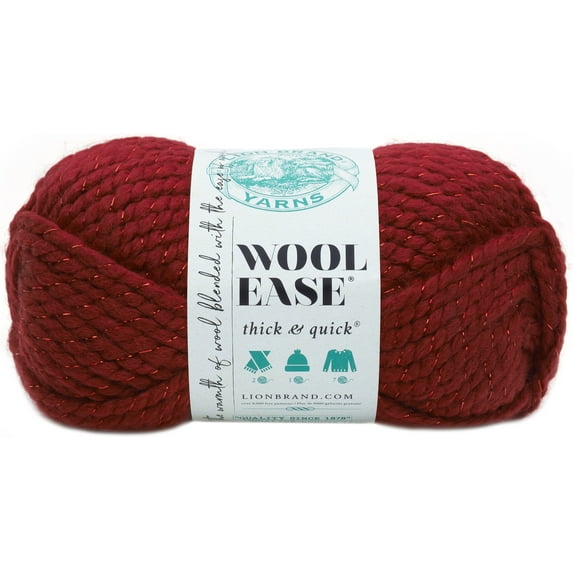 Lion Brand Wool-Ease Thick & Quick Yarn-Poinsettia - Metallic
