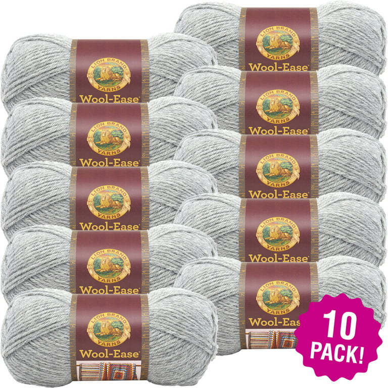 Lion Brand Wool-Ease Yarn - Grey Heather, Multipack of 10 