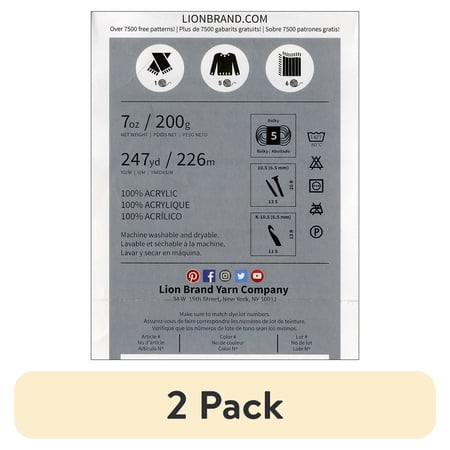 (2 pack) Lion Brand Yarn 195-126 Color Made Easy Yarn, Kombucha