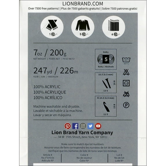 Lion Brand Yarn 195-150 Color Made Easy Yarn, Basalt