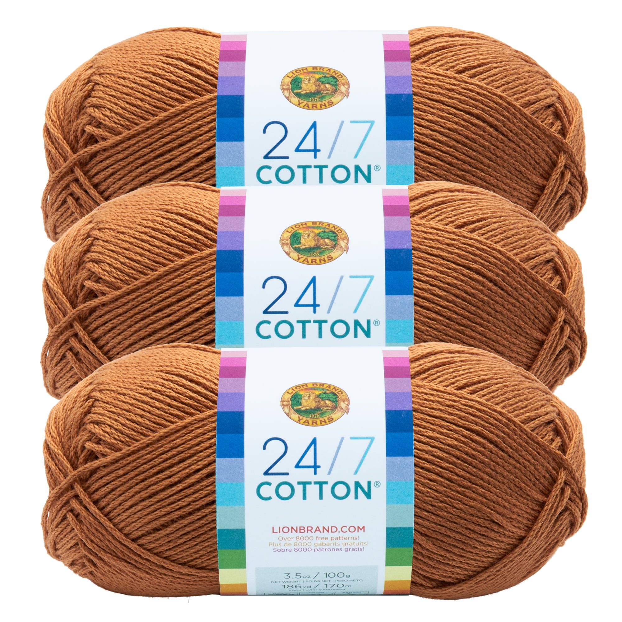 Lion Brand Yarn 24-7 Cotton Ecru Medium Mercerized Cotton Off