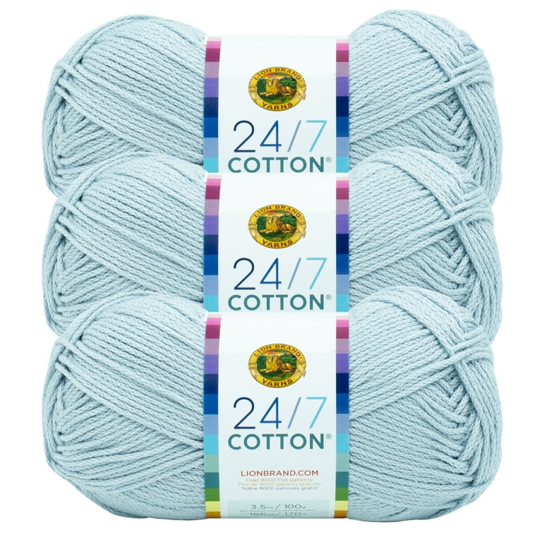 Lion Brand Yarn 24-7 Cotton Cool Grey Medium Mercerized Cotton Grey Yarn 3  Pack