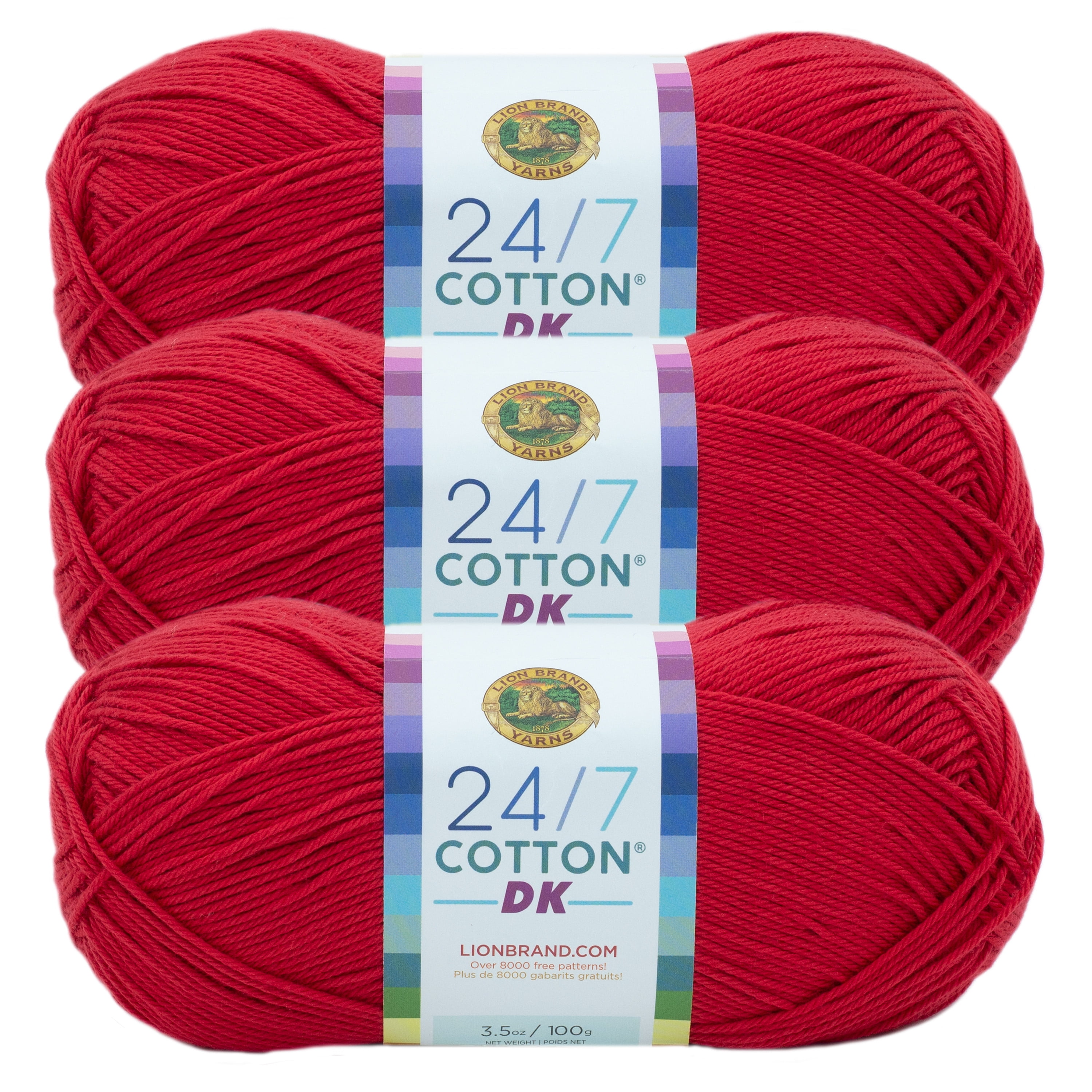 Lion Brand Yarn Comfy Cotton Blend Poppy Varigated Light Cotton, Polyester  Red Yarn 3 Pack