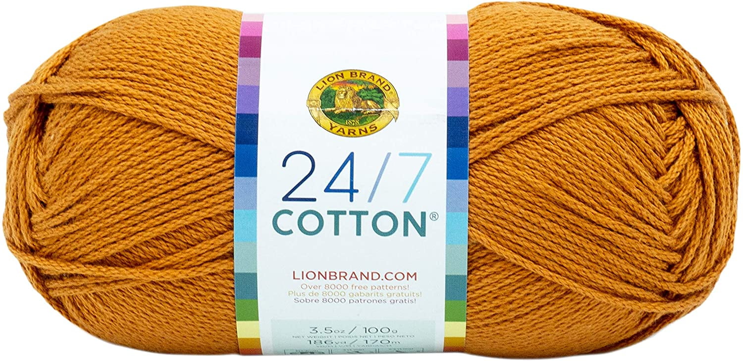 Lion Brand Yarn 24/7 Cotton Yarn, Amber 
