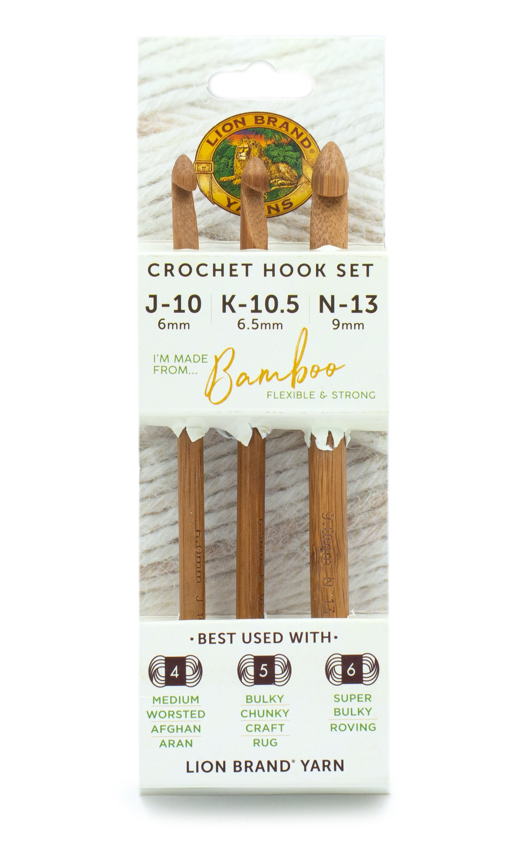 JubileeYarn Bamboo Crochet Hooks Set | 9.5 (25cm) | 11 Sizes: US C/2 (3mm)  - US N/15 (10mm) | Carbonized Brown